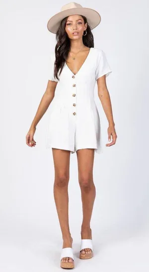 Princess Polly Adi Button Front Pleated Romper thumbnail 1