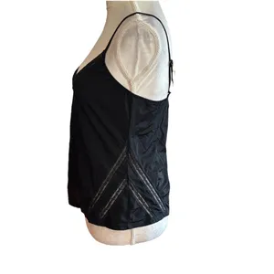 Vintage Y2k Camisole Top Satin Lace Trim Sz L 90s Spaghetti Strap Goth Sexy READ thumbnail 3