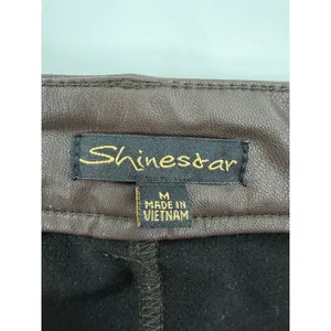Shinestar Womens Brown Faux Leather High Rise Tapered Pants Size M SP5196 thumbnail 3