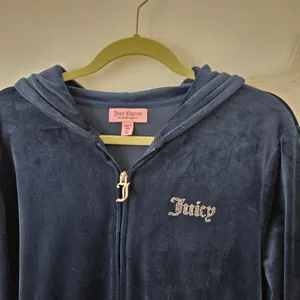 Juicy Couture Velour Tracksuit Navy Blue XL Velvet Plush Zip Lounge Set Y2K 90s thumbnail 3