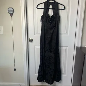 Vintage‎ Gunne Sax black brocade mermaids embellished beaded maxi gown size 7 thumbnail 2