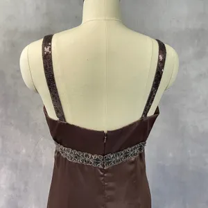 Alfred Angelo Womens Babydoll Dress Size 8 Brown Satin‎ Sequin Formal Bridesmaid thumbnail 7