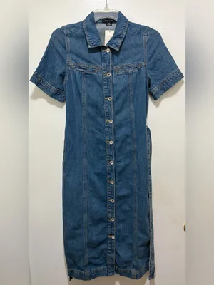 Sanctuary Evereve Alma Denim Midi Dress In Blue XS NWT thumbnail 5