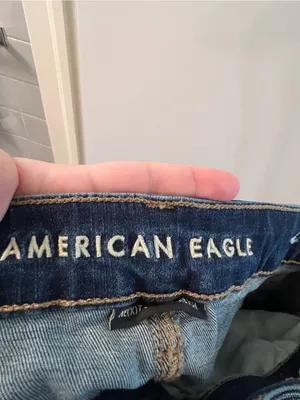 American Eagle Women’s Size 10 Hi-Rise Mini Skirt Denim Jean Cut‎ Off Dark Wash thumbnail 8