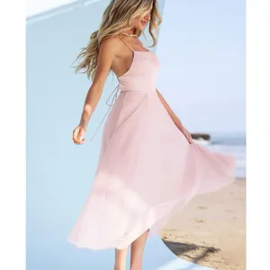 Cupshe Madison Beach Wedding Honeymoon Tulle Tie Back Maxi Dress Pink Sz M thumbnail 3