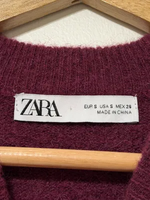 Zara Burgundy Sweater Size Small Acrylic Wool Fall Winter Autumn Jumper Pullover thumbnail 3