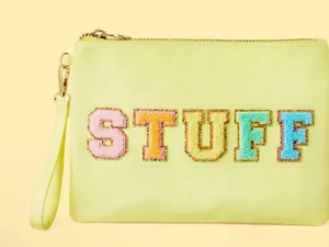 Stoney Clover Lane Stuff Pouch Womens OS‎ Yellow Good Pastel Varsity Letter thumbnail 1