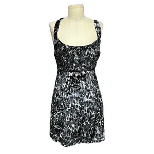 Free People‎ Virgo Moon Velvet Slip Minidress Gray Black Leopard Size Medium thumbnail 3
