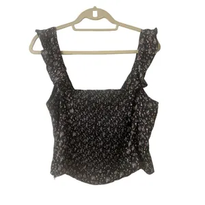 Free People cropped blouse ruffle straps sz XL thumbnail 2