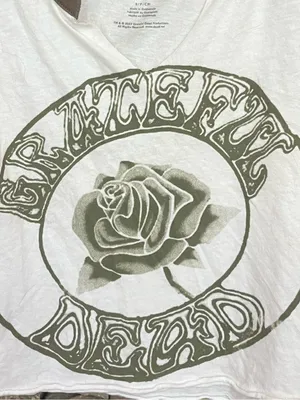 American Eagle Grateful Dead Crop Top Beach Lightweight White with Green thumbnail 2