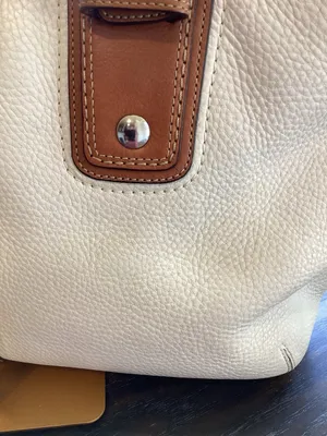 Coach Soho White Leather Satchel With Saddle Brown Trim thumbnail 14