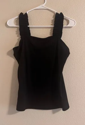 Bohme Black Ruched-Strap Ribbed Camisole thumbnail 1