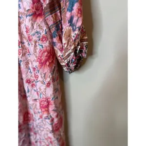 R Vivimos‎ Maxi Dress Size XS Boho Cottage Peasant Floral Pink Tassel Flowy thumbnail 3