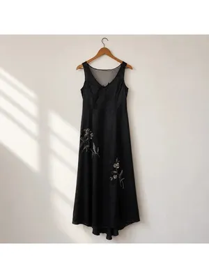 Together Black Beaded Floral Evening Gown Maxi Dress Sheer Back Size 8 thumbnail 3