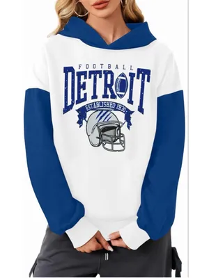 NEW Game Day Detroit Hoodie Football Graphic Pullover Sweatshirt M thumbnail 2