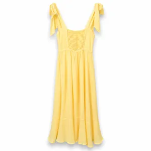 NEW Lulus Summer Invite Yellow Chiffon Tie-Strap Tiered A-Line Midi Dress Small thumbnail 7