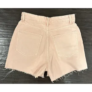 Zara Womens Size 4 Pink Mid‎ Rise Button Fly Denim Jean Shorts Boho Festival thumbnail 2