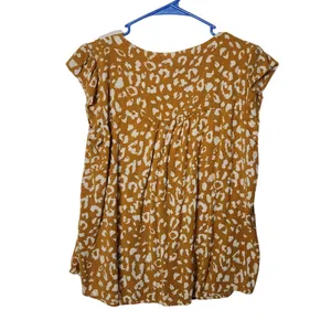 Savanna Jane Yellow Leopard Animal Print Embroidered Floral Blouse Top Sze Large thumbnail 2