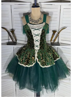 Vintage velvet beaded dress tutu lace emerald green fairy homecoming Ren Fair S thumbnail 1