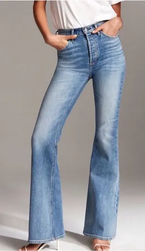 Aritzia Denim Forum Marianne Flare Jeans Size 25 Distressed Medium Wash thumbnail 1