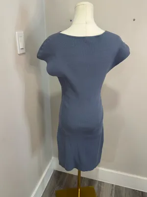 Aritzia Wilfred Free Cut-Out Knit Mini Dress in Dune‎ Blue Size Large thumbnail 3