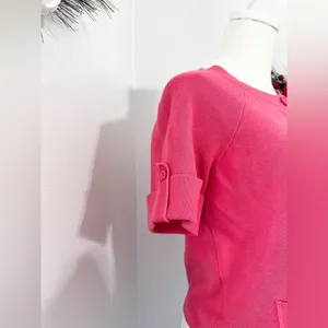Loft Womens Pink Short Sleeve Sweater Button Up Cardigan Small thumbnail 4