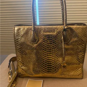 Michael Kors Metallic Gold Snake Print Tote thumbnail 1
