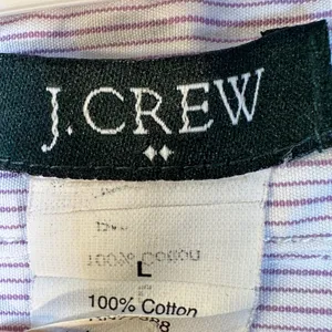J. Crew Womens Purple White Micro Stripe Cotton Button Down Shirt Size L thumbnail 3