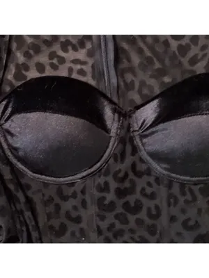 Meshki Black Leopard Print Seara Devorah Mini Bodysuit Dress Size Small thumbnail 4