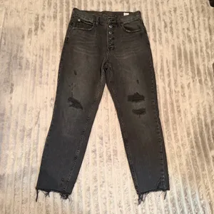 We The Free‎ Free People High Rise Button Fly Distressed Straight Leg Jeans 27 thumbnail 2
