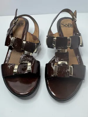 Sofft Alina Brown Patent Leather Sandals Size 6M thumbnail 1