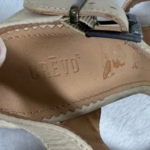 Crevo‎ Footwear Beige Leather Block Heel Sandals Memory Foam Studded Boho 10 thumbnail 7