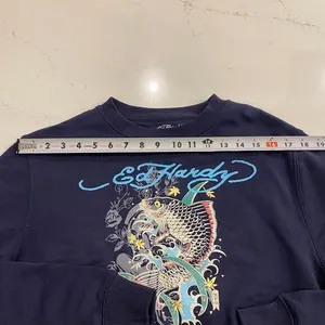 NWT Y2K Ed Hardy Cropped Crewneck Sweatshirt Navy‎ Women's Small thumbnail 8