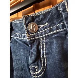Rock & Roll‎ Cowgirl Riding Jeans Mid Rise Bootcut Dark Wash Thick Stitch 28/32 thumbnail 6