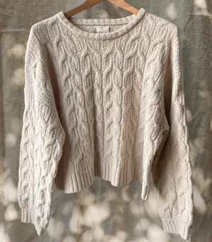 Jessica Simpson Cream Cable Knit Sweater thumbnail 1
