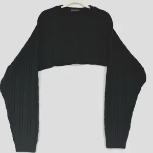 PrettyLittleThing Cable Knit Shrug Sweater Women’s S Black Extreme Crop Bolero thumbnail 1