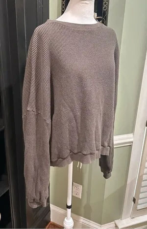 VISUS Brown Waffle Knit Pullover Sweatshirt Top – Size XS/S – Ethically Made thumbnail 1