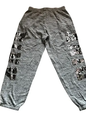 Victoria’s Secret PINK flip sequins bling marked gray campus joggers pants Sz M thumbnail 2