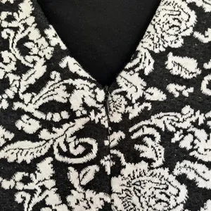 Ark & Co Black White Floral Damask Jacquard A-Line Mini Dress Size‎ M 3/4 Sleeve thumbnail 11