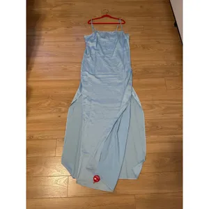 STAUD Light‎ Blue Satin Maxi Slip Dress Square Neck Side Slit Size M NWT thumbnail 4