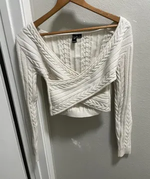 Windsor Cable Knit V Neck Long Sleeve Sleeve Ivory Size S thumbnail 1