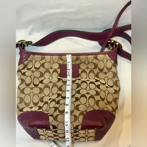 Coach Signature Monogram Canvas and Leather Hobo Shoulder Crossbody bag thumbnail 14