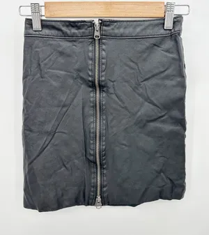 Abercrombie & Fitch‎ Womens XS Black Faux Leather Mini Skirt Front Zip Y2K Moto thumbnail 1