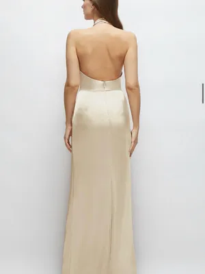 Bella Bridesmaids Dessy Group Cowl Neck Bridesmaid Dress in Champagne thumbnail 2