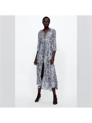 Zara Gray Snake-Print Maxi Dress thumbnail 8