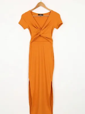 Lulu's Orange Twist Front Midi Dress with Cutout thumbnail 4