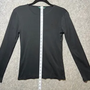 Lauren Ralph Lauren Womens Black Ribbed Cotton Long Sleeve Crew Neck Top Size M thumbnail 5