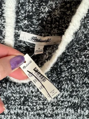 Madewell Marled‎ Mockneck Sweater Black And White Marl 2025 size small wool thumbnail 3