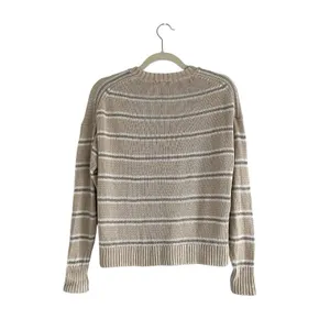 Madewell Linen Drop-Shoulder Sweater Heather Oat Multi Stripe Size Small Coastal thumbnail 4