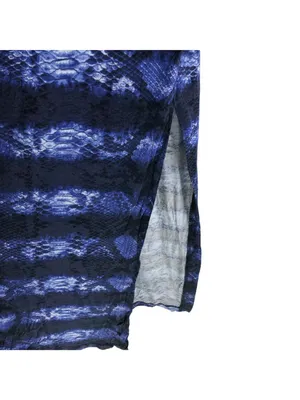 Michael Michael Kors Blue Snakeskin Print Maxi Skirt XS Rayon Blend Side Slits thumbnail 2